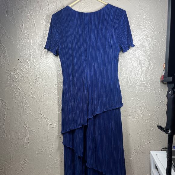 Connected Apparel Womens Blue V Neck Layered Lined Shutter Shift Dress Size 6 - Picture 5 of 8